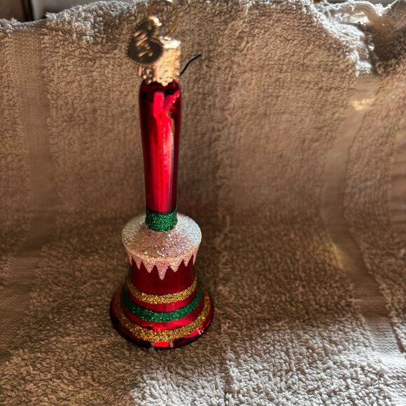 Old World Christmas ornament Red Hand Bell blown glass figural - Picture 1 of 2